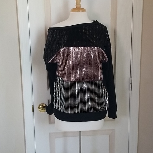 Sequin Off the Shoulder Sweater nwot - Picture 1 of 4